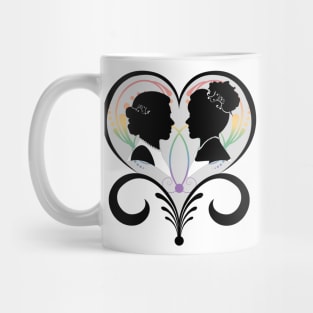 Two Lesbian Pride Brides Inside an Elegant Heart Mug